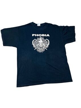 Phobia Grindcore Metal Black White Band T Shirt Size Large